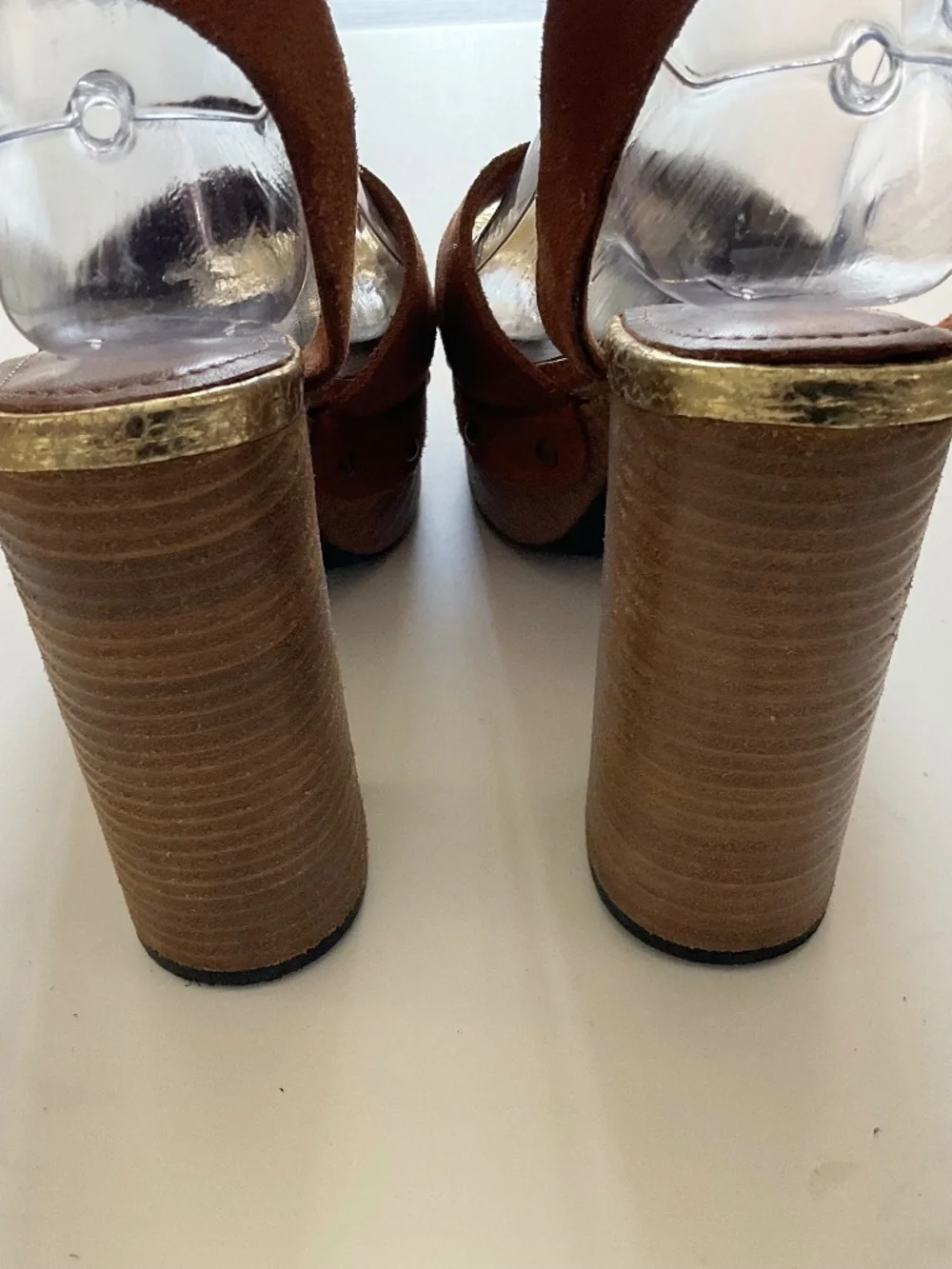 FREE PEOPLE Justine Distressed Suede Platform Block Heel Sandal Size EU 39